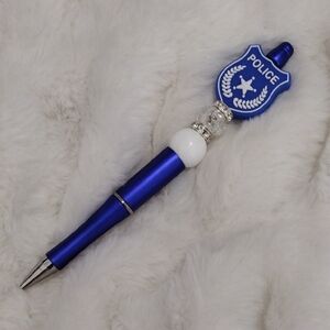 Blue and White Police Themed Pen
